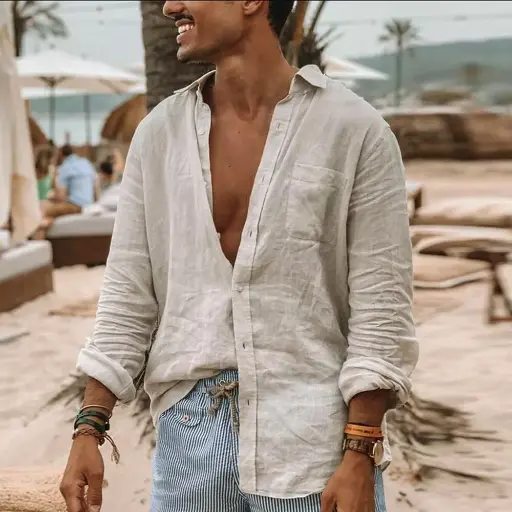 亞麻襯衫－「港灣微風」